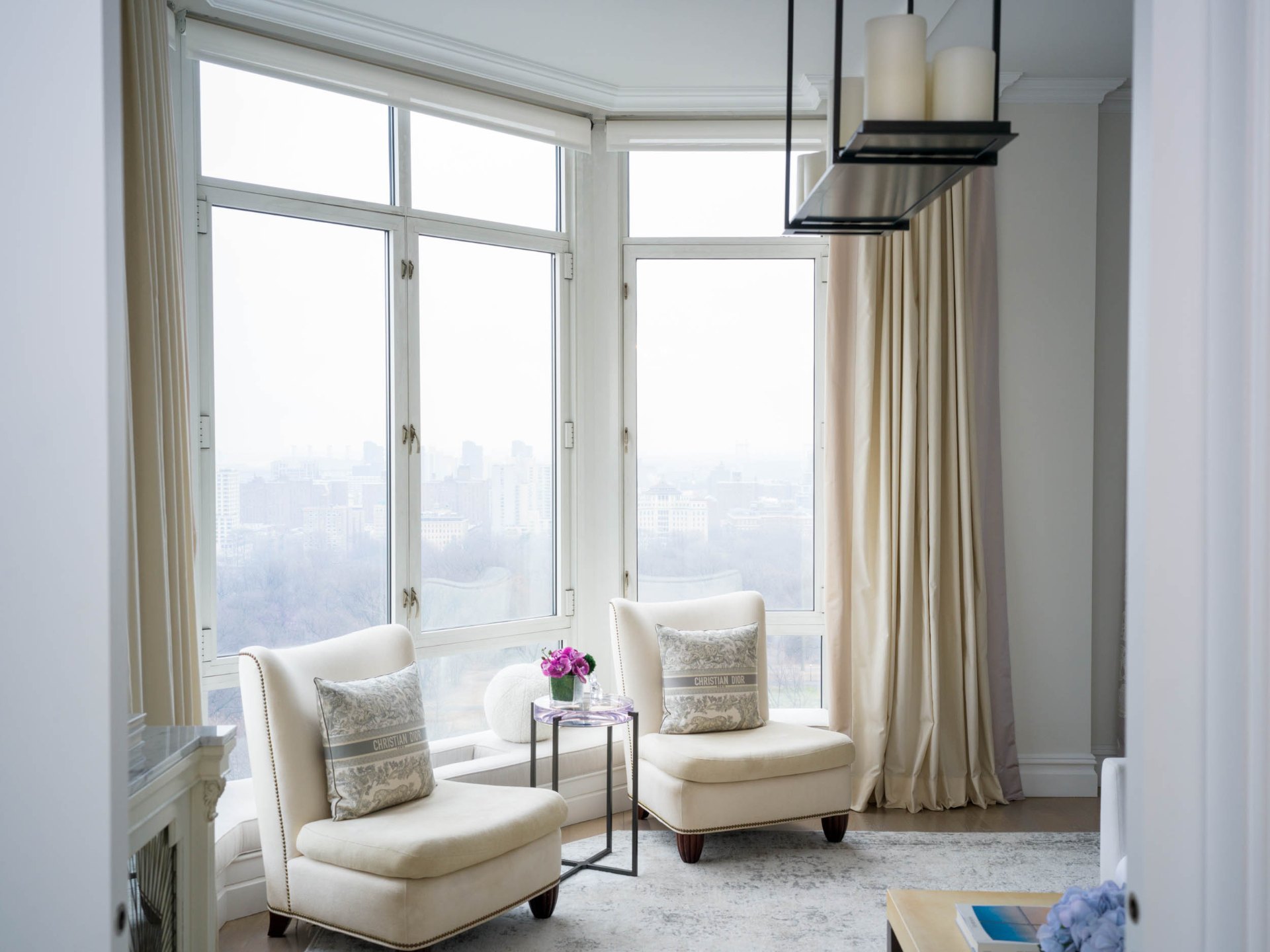 CPW corner with slipper chairs and park view