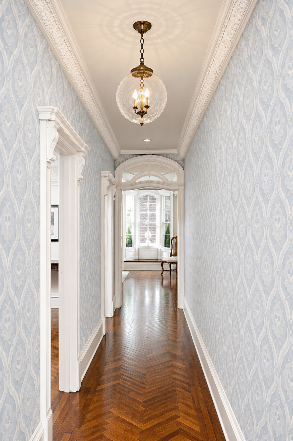 Powder blue hallway